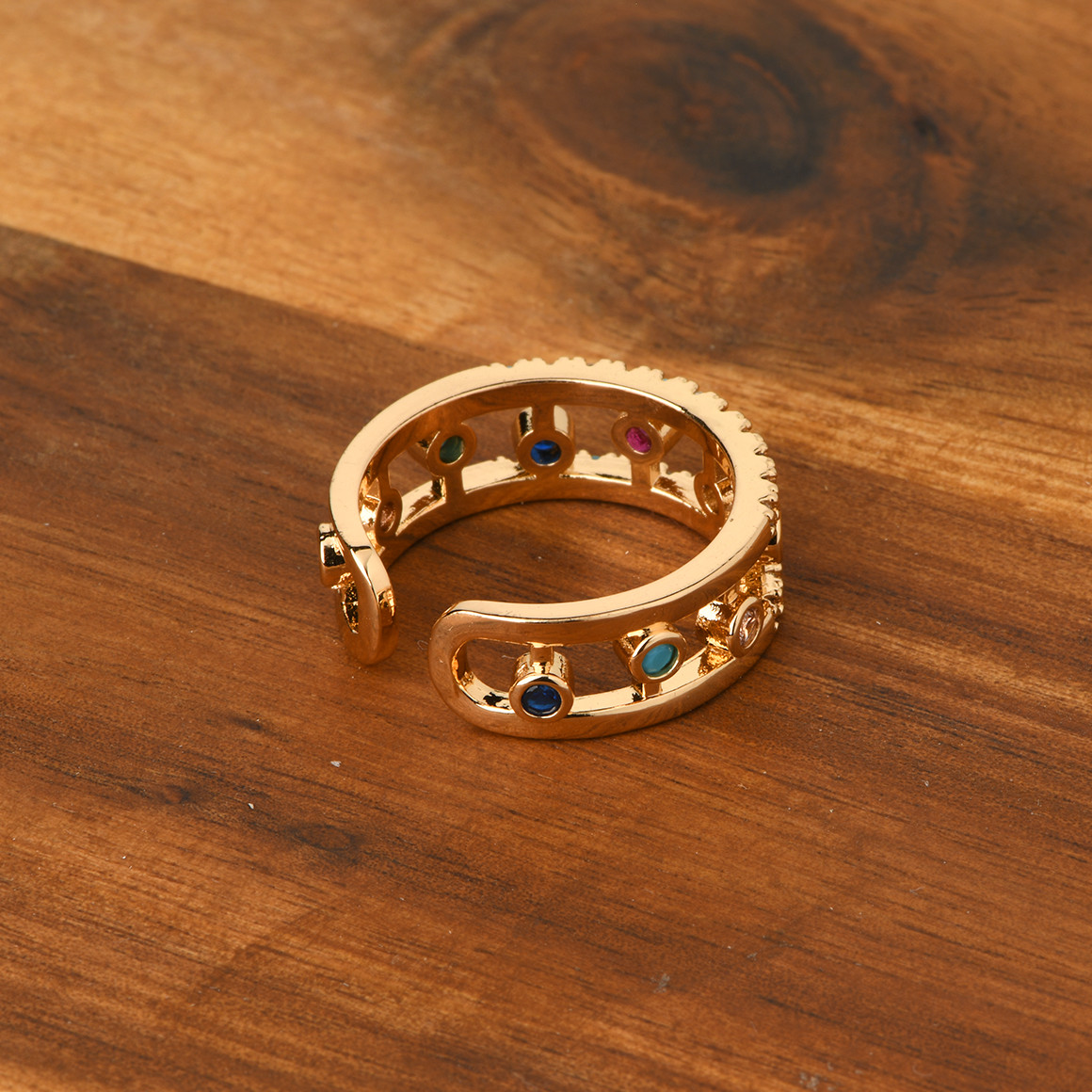 Gina Benotti Damen Ring mit bunten Steinchen gold