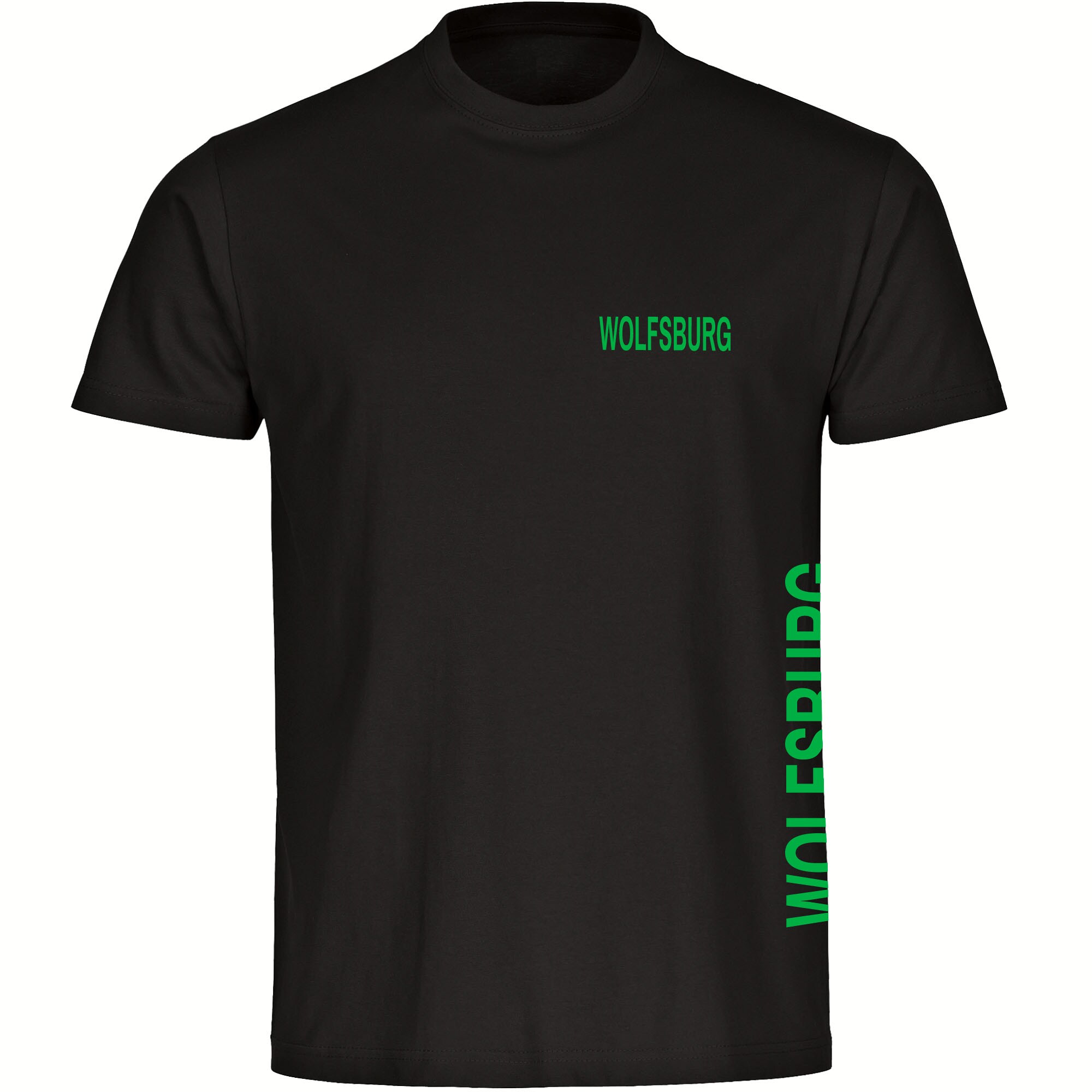 multifanshop® Kinder T-Shirt - Wolfsburg - Brust & Seite - Druck grün