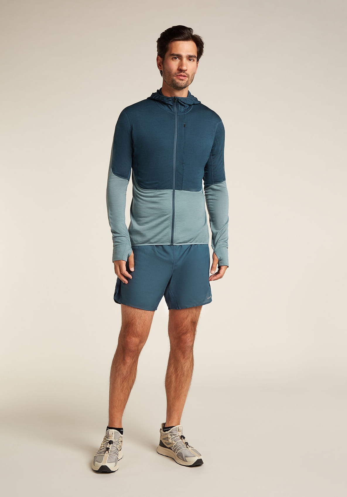 Icebreaker Herren-Zip-Hoodie Mer 200 Realfleece™ Descender Abyss/Blue Ash/CB