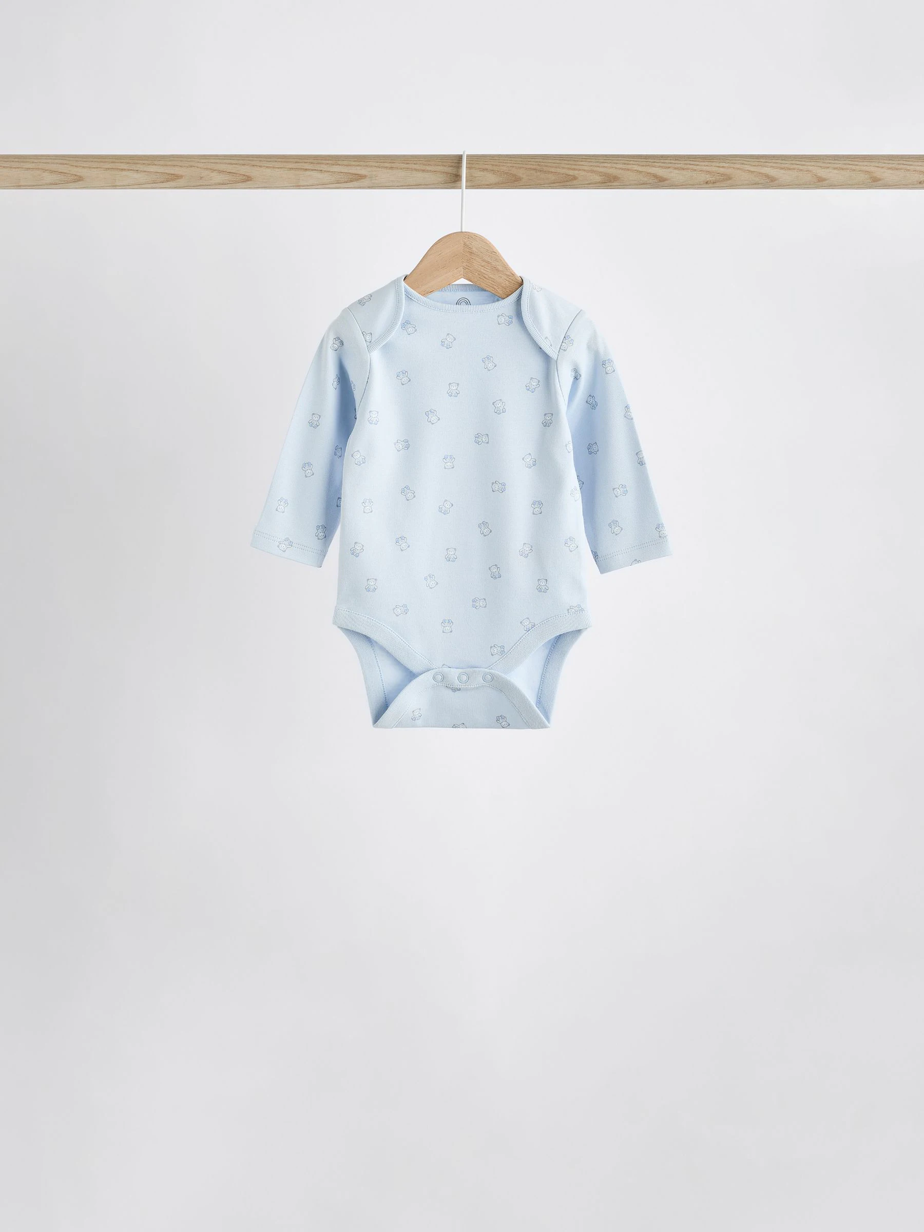 Blauw - Babyrompertjes met beer en lange mouwen