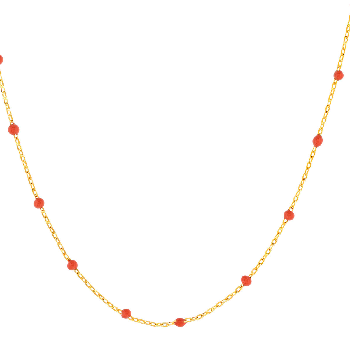 Collier plaqué or jaune et résine orange 45 cm