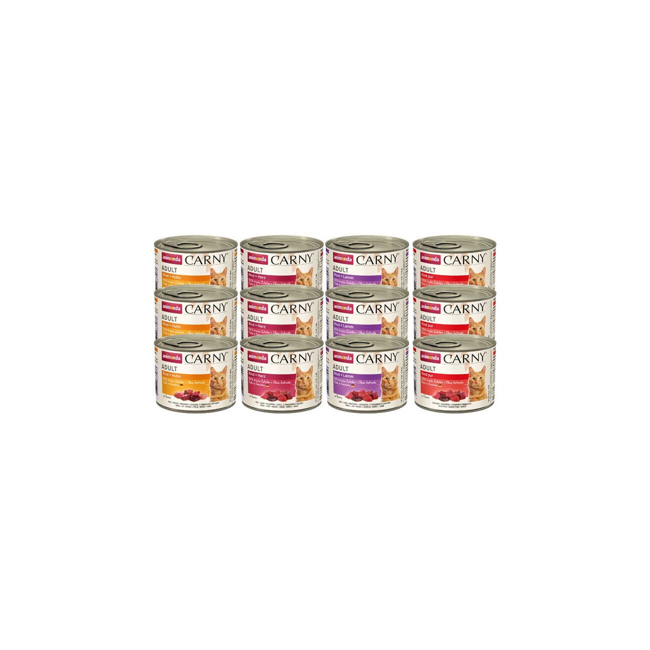 animonda Carny Nassfutter Katze Adult, Mixpaket Fleischauswahl 12x200 g Mixpaket 1