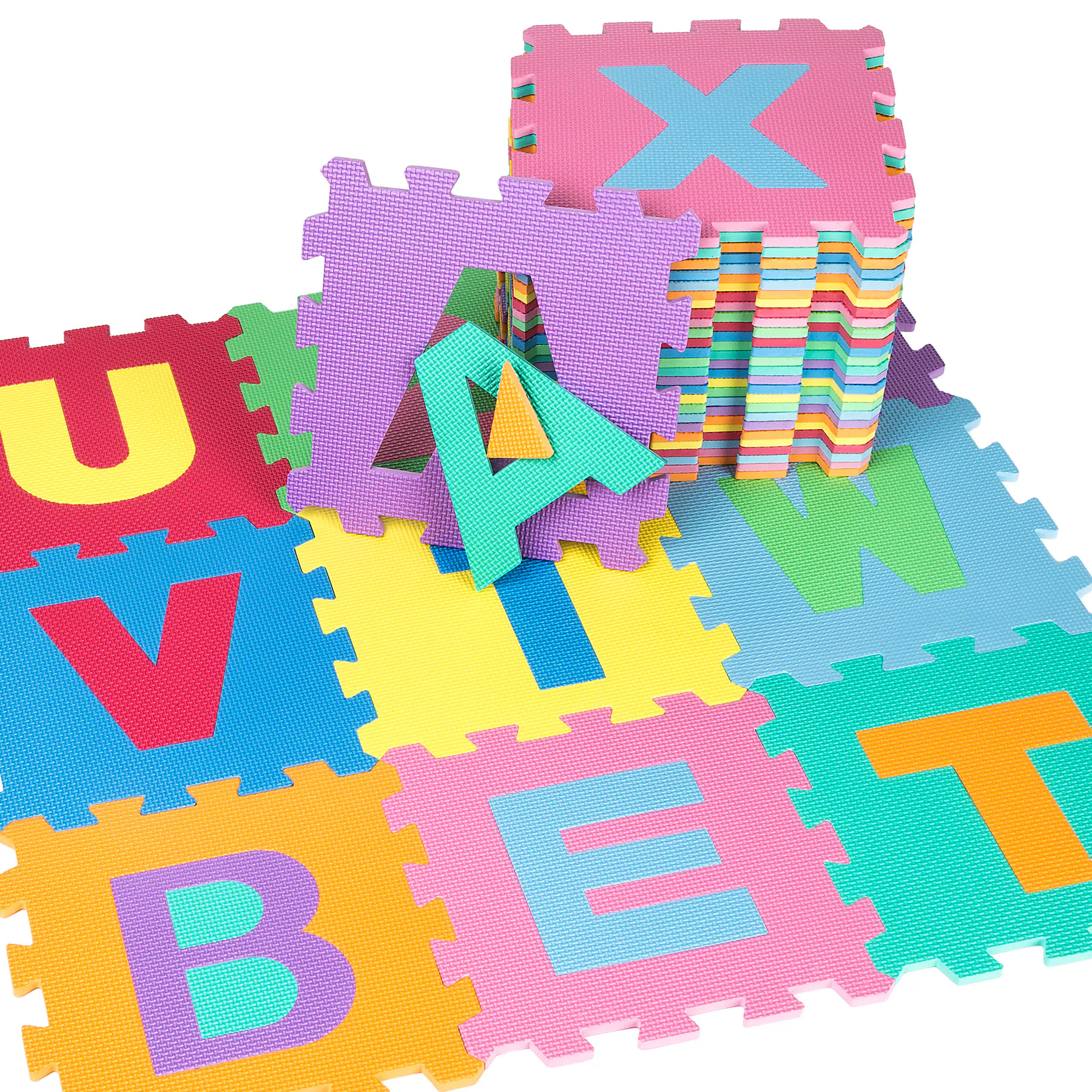 tectake® Puzzlematte, 86-teilig, aus EVA-Schaumstoff, jedes Teil 31,5 x 31,5 x 1 cm