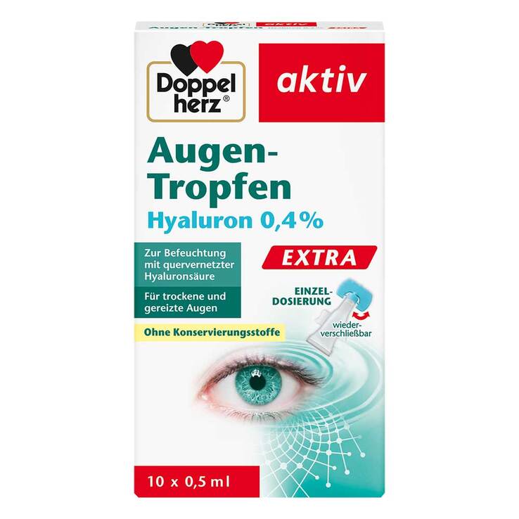 Doppelherz Augen-Tropfen Hyaluron 0,4% Extra, 10X0.5 ml