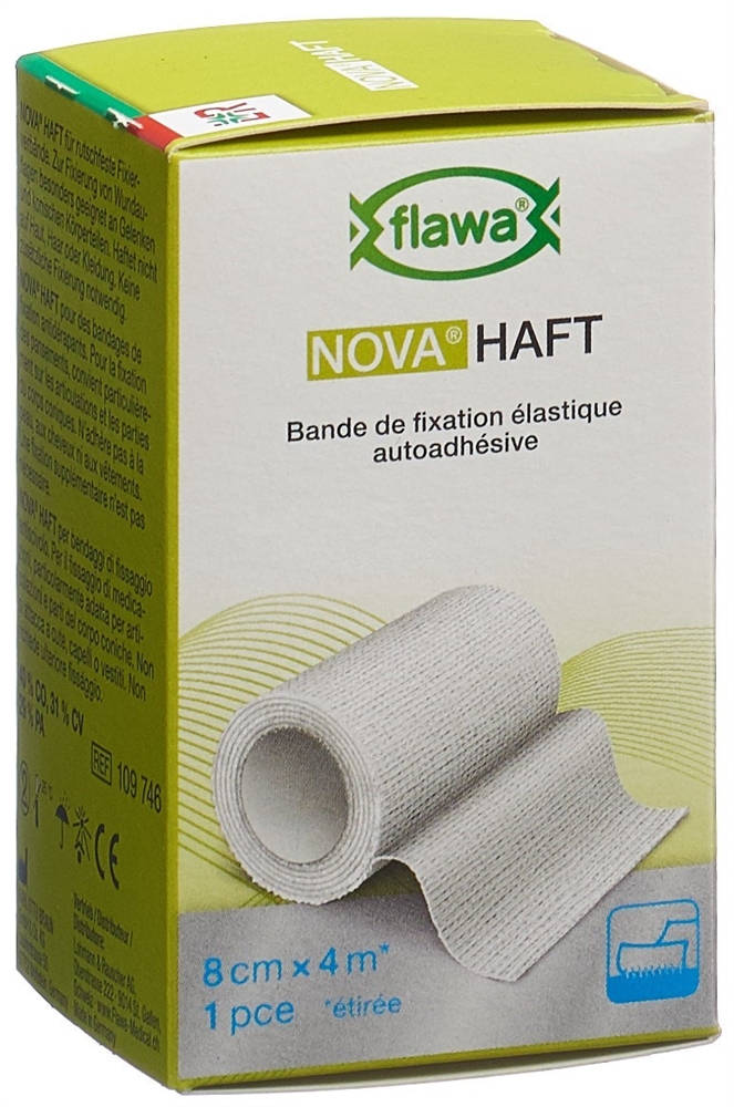 FLAWA Haft kohäsive Gazebinde 8cmx4m 1 Stk