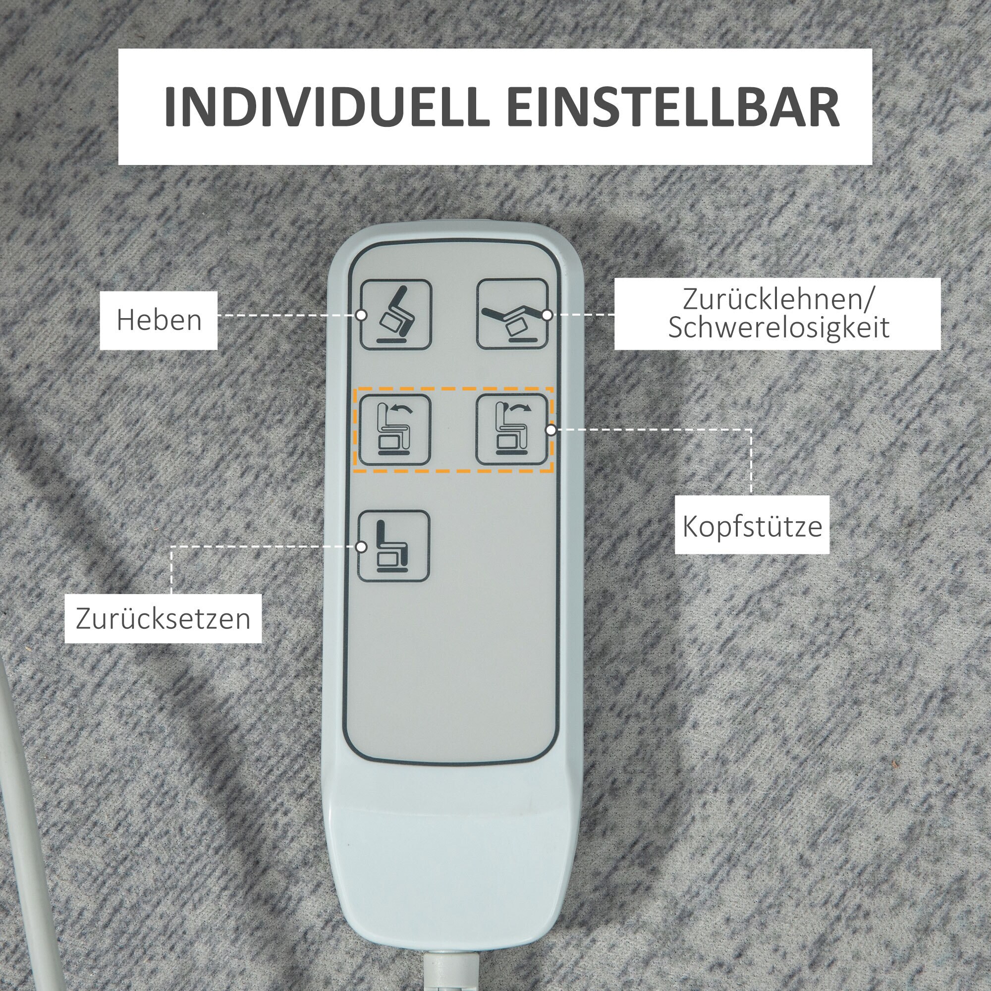 HOMCOM Aufstehsessel mit Liegefunktion grau 92L x 93B x 105H cm