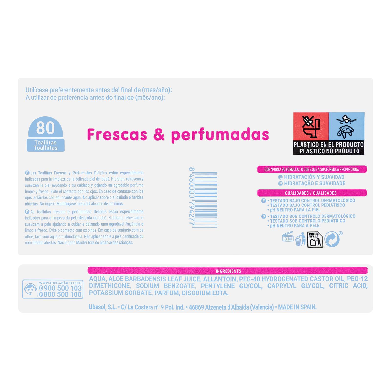 Lingettes pour bébé fraîches et parfumées Deliplus