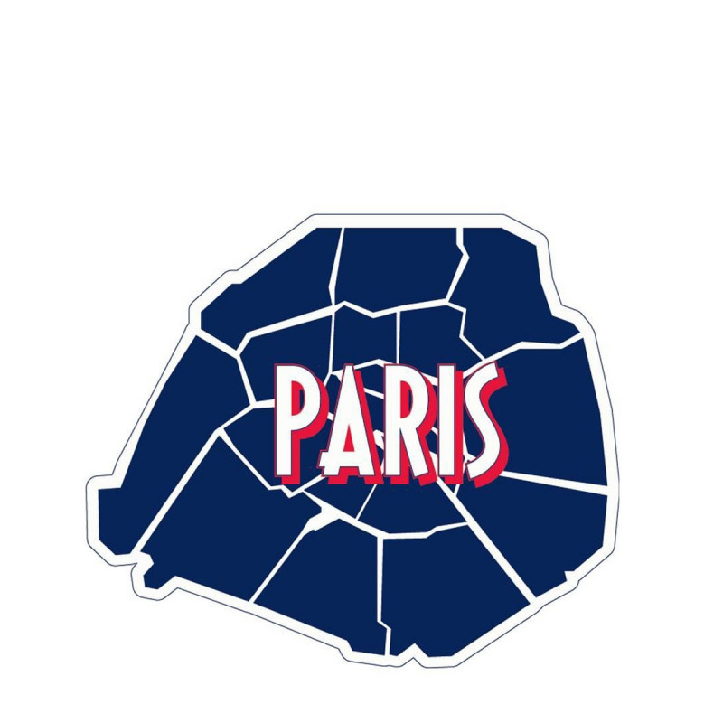 Autocollant sticker recyclé French coeur Carte arrondissements de Paris