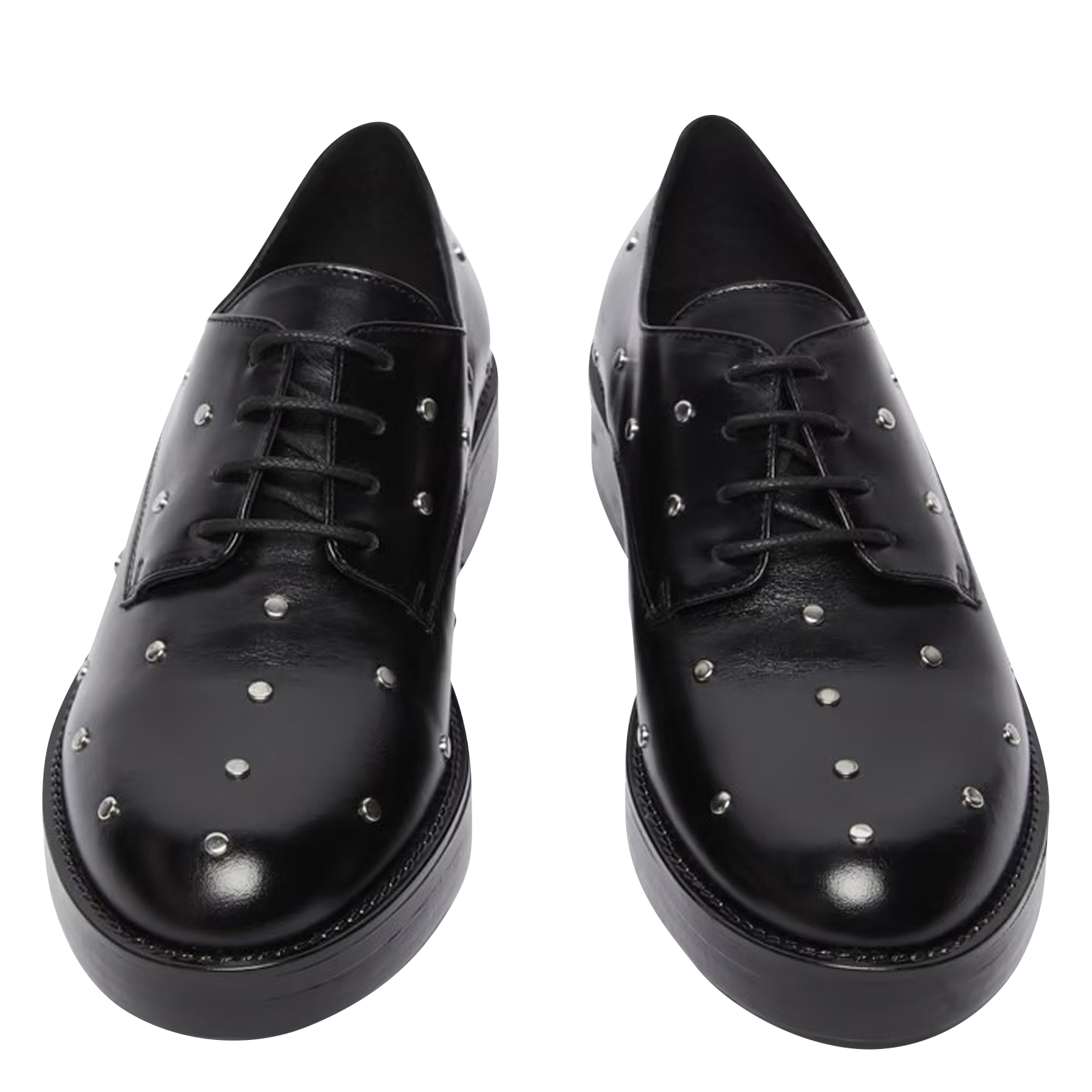 ASTOU - Derbies à détails argentés en cuir| Noir