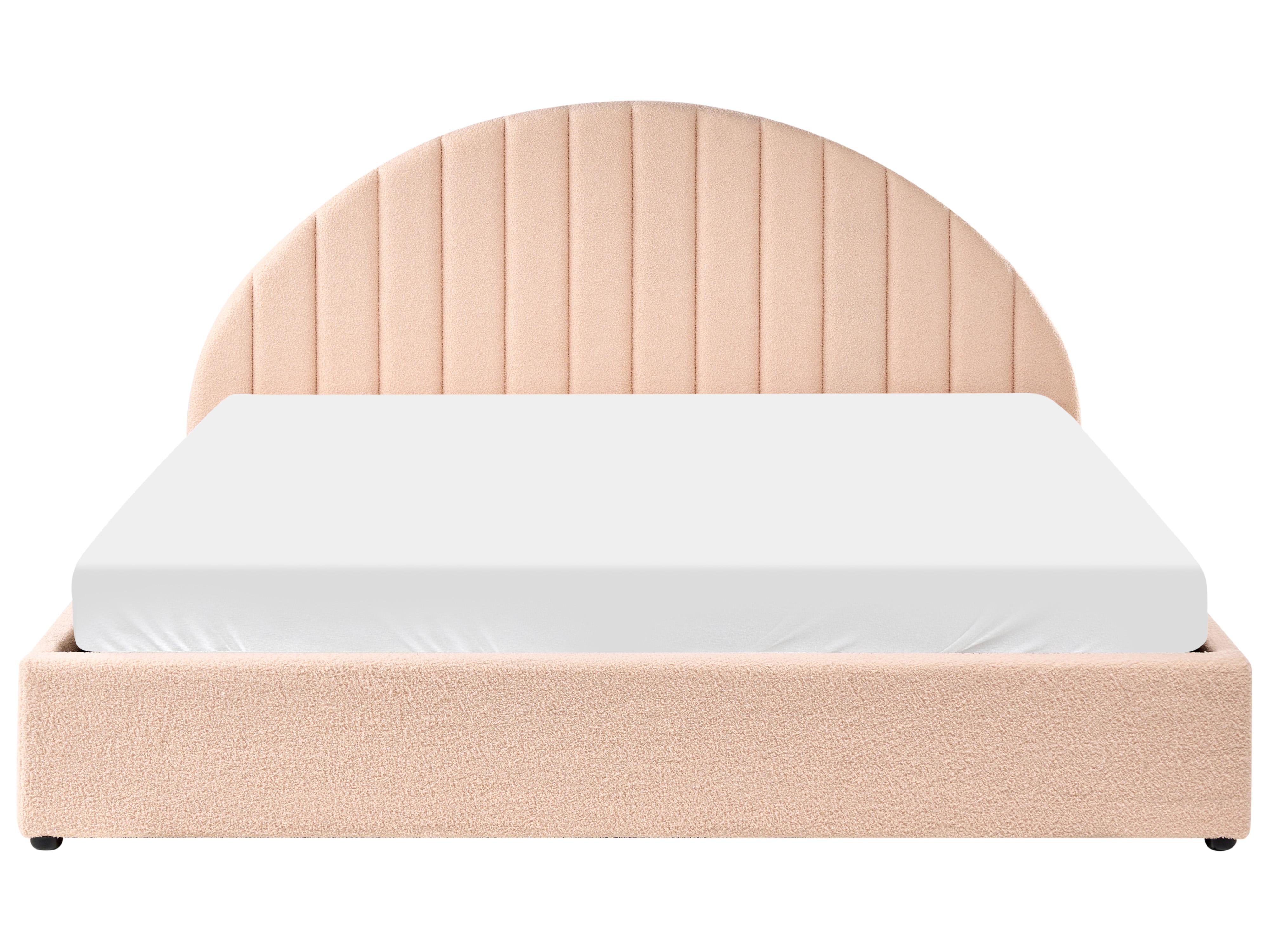 Bed met opbergruimte Bouclé CHADENET 180 x 200 cm Perzikroze