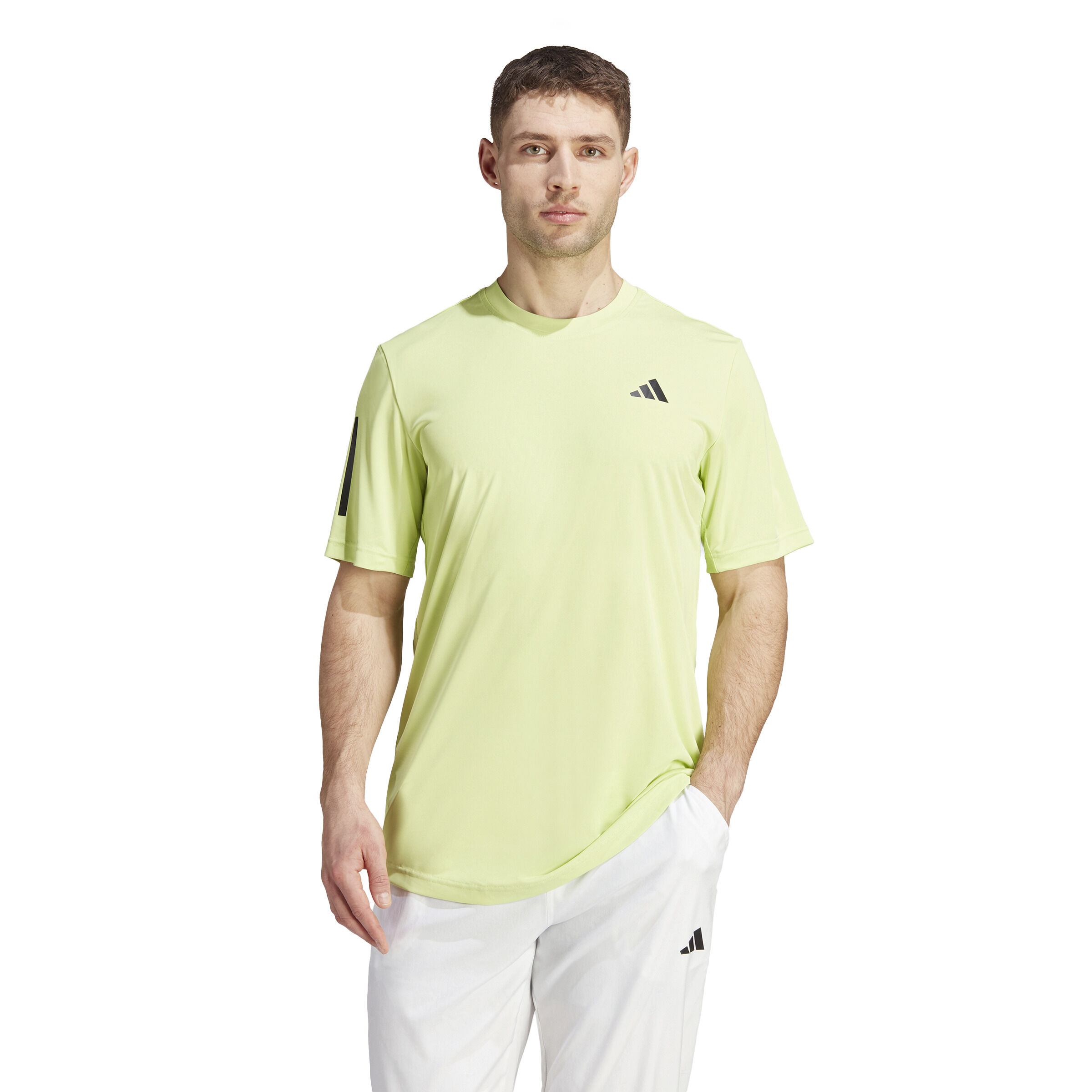 adidas Club 3 Stripes T-shirt Hommes - Jaune Lemon