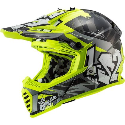Casque cross LS2 MX437 FAST II MINI CRUSHER ENFANT - Noir / Jaune