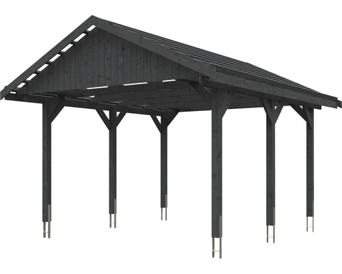 SKAN HOLZ Wallgau enkele carport inclusief daklatten en H-paalankers, 430 x 500 cm, grijs