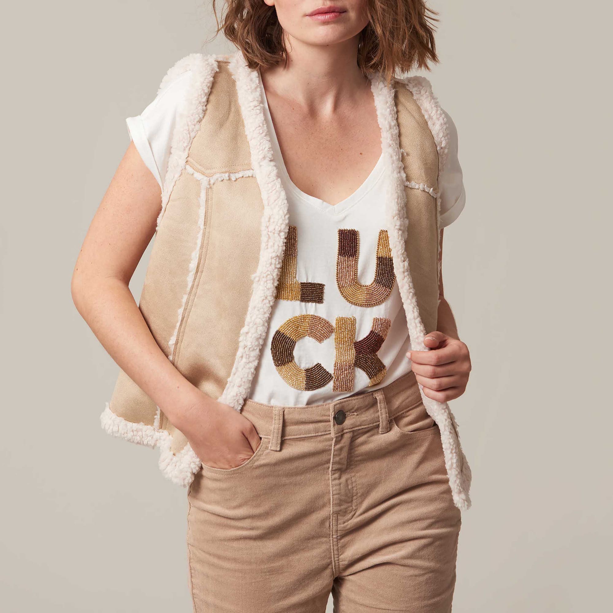 Gilet Femme beige