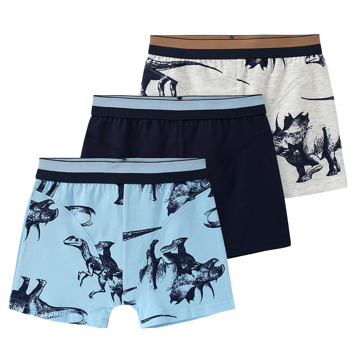 Yigga 3 Jungen Boxer im Set hellblau / dunkelblau / hellgrau