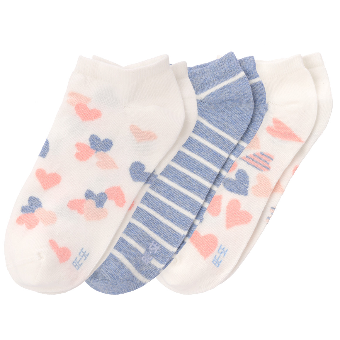 Gina Benotti 3 Paar Damen Sneaker-Socken im Set cremeweiss / blau