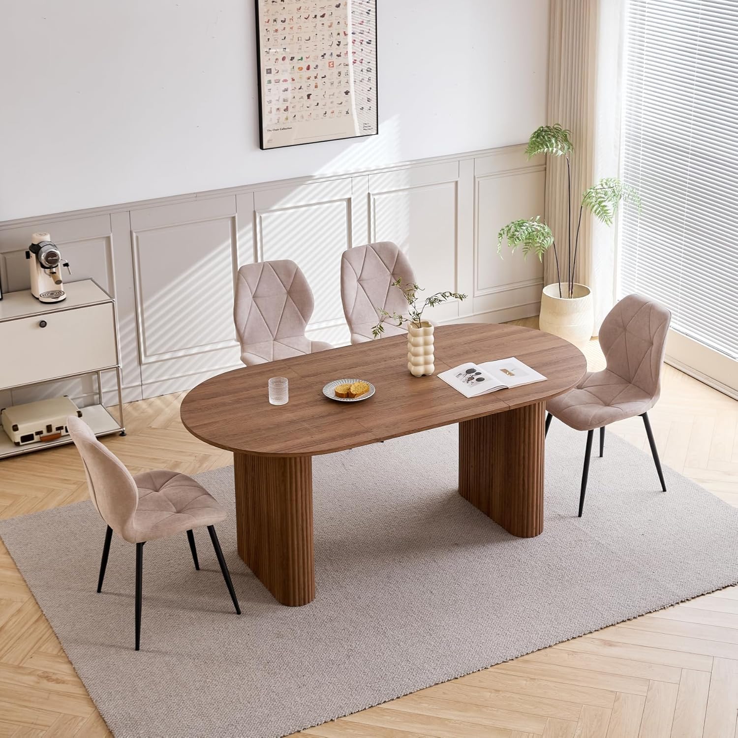 Ovaler Esstisch aus Holz, 180 cm Moderner Küchen-Esstisch, Großer MDF-Schreibtisch für 6–8 Personen (Dunkelbraun)