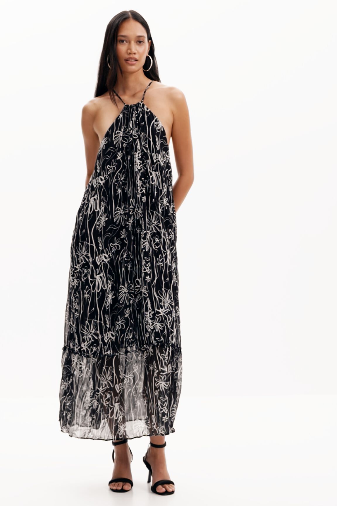 Vestido halter ilustraciones flores