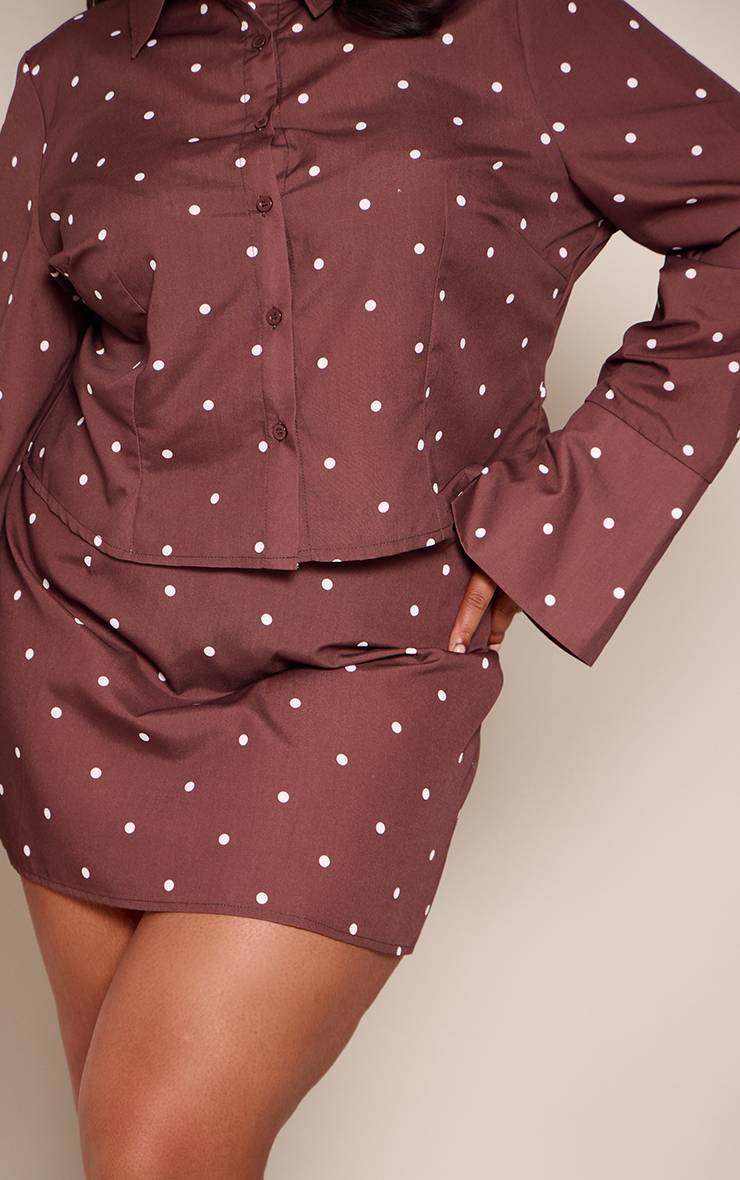 Chocolat Jupe Mini À Pois Coordonnée Grande Taille