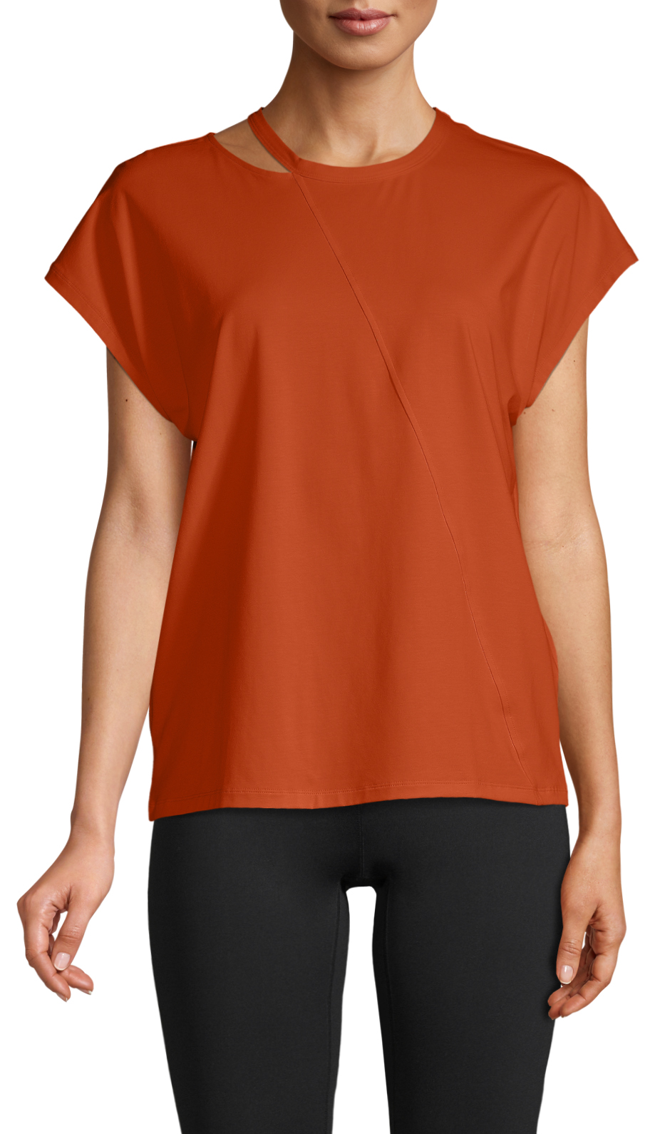 Tee with Cut Out Detail Papaya Red