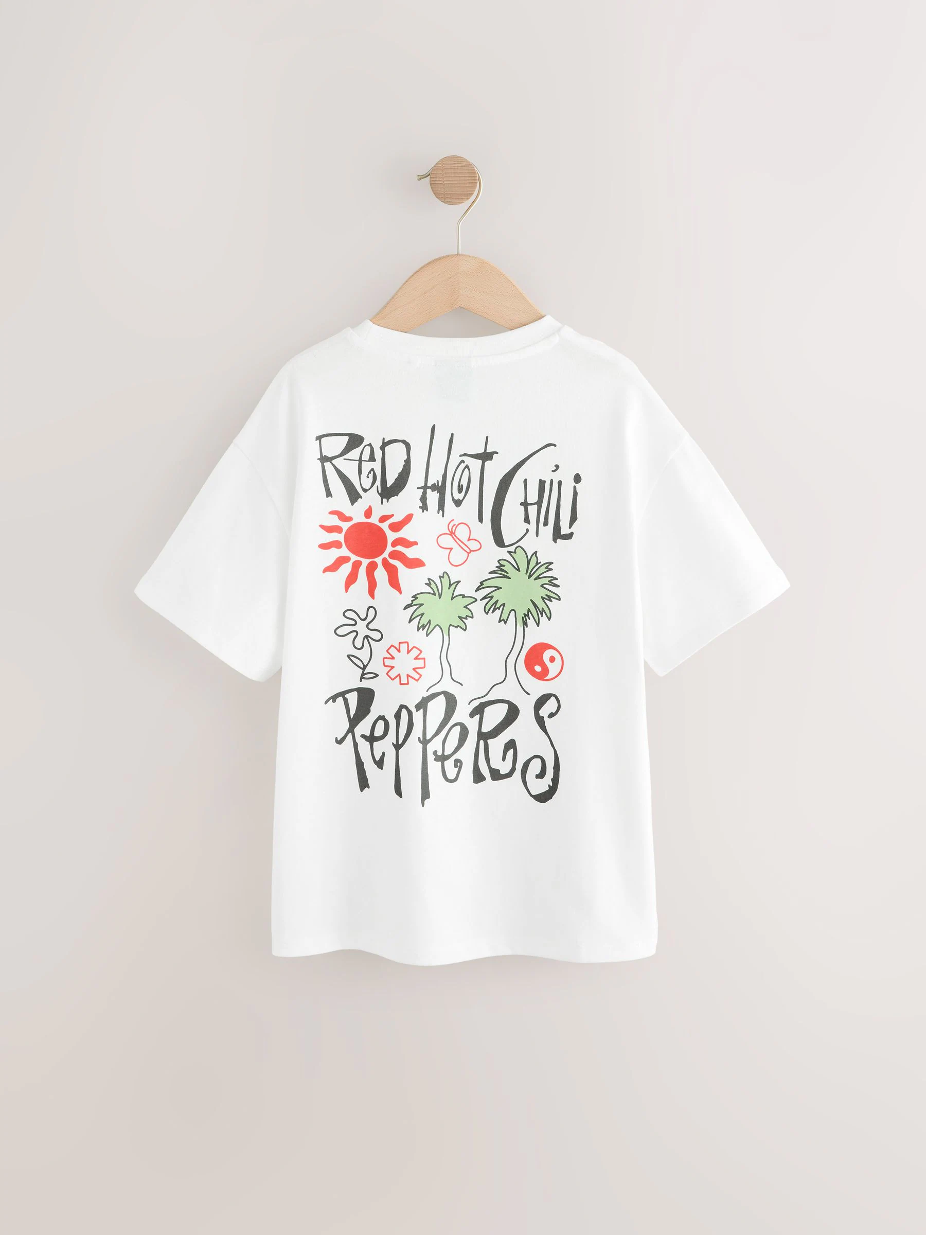 Wit - Oversized Rood Hot Chili Peppers Band T-shirt (3-16jaar)