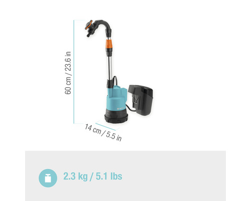 GARDENA 2000/2 18V (Power for All) accu-regentonpomp zonder accu en lader