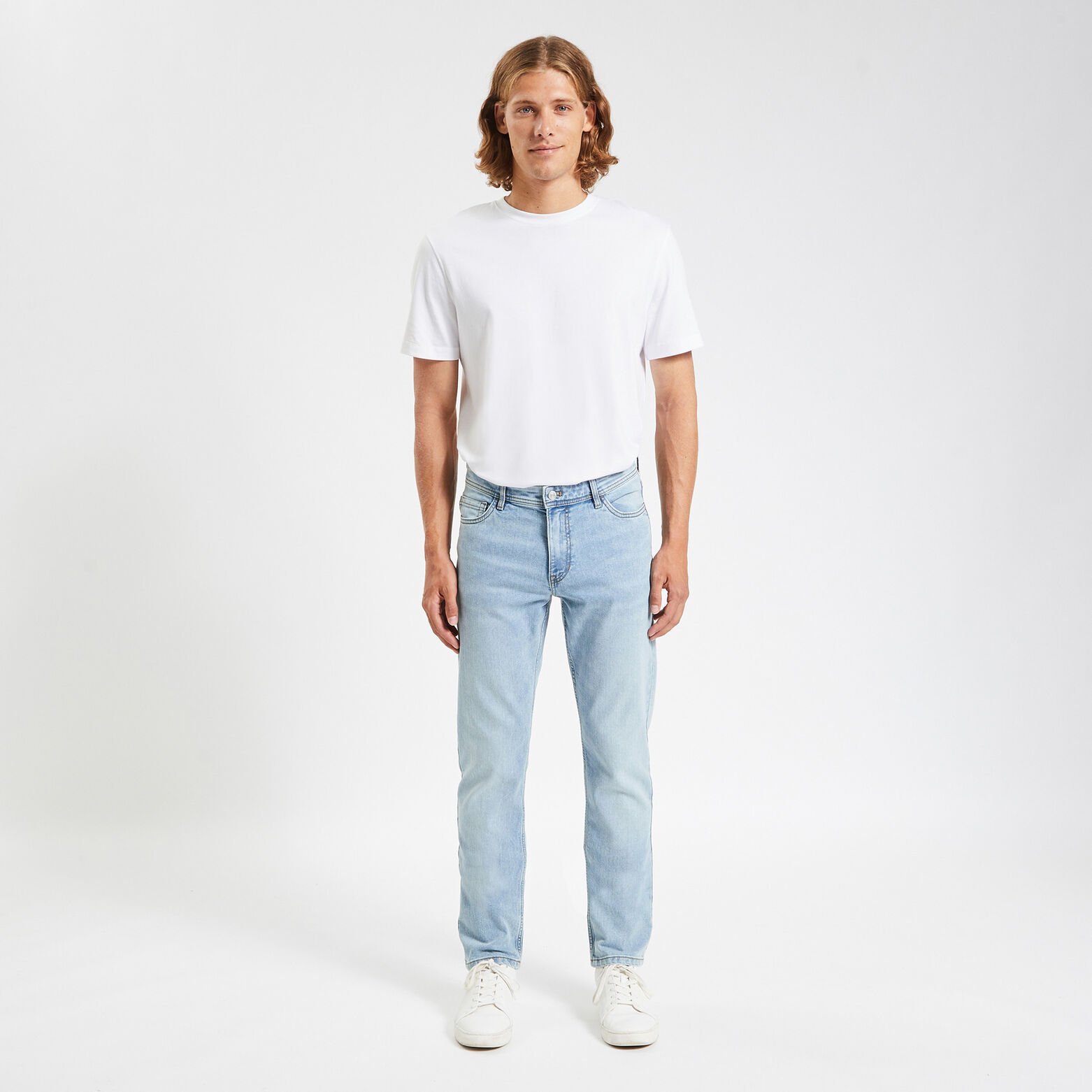 Jean straight en coton et polyester recyclés Bleu