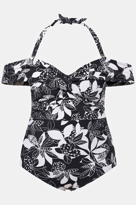 Badeanzug, Blüten, Softcups, Cut-Out, recycelt