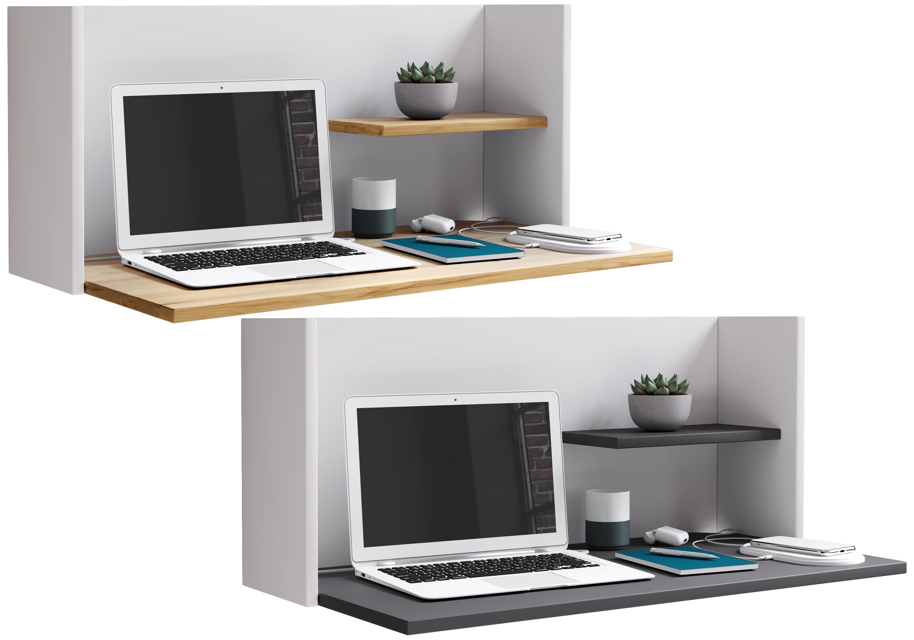 VCM Holz Hänge Schreibtisch Wandlaptoptisch Workstation Computertisch Workas