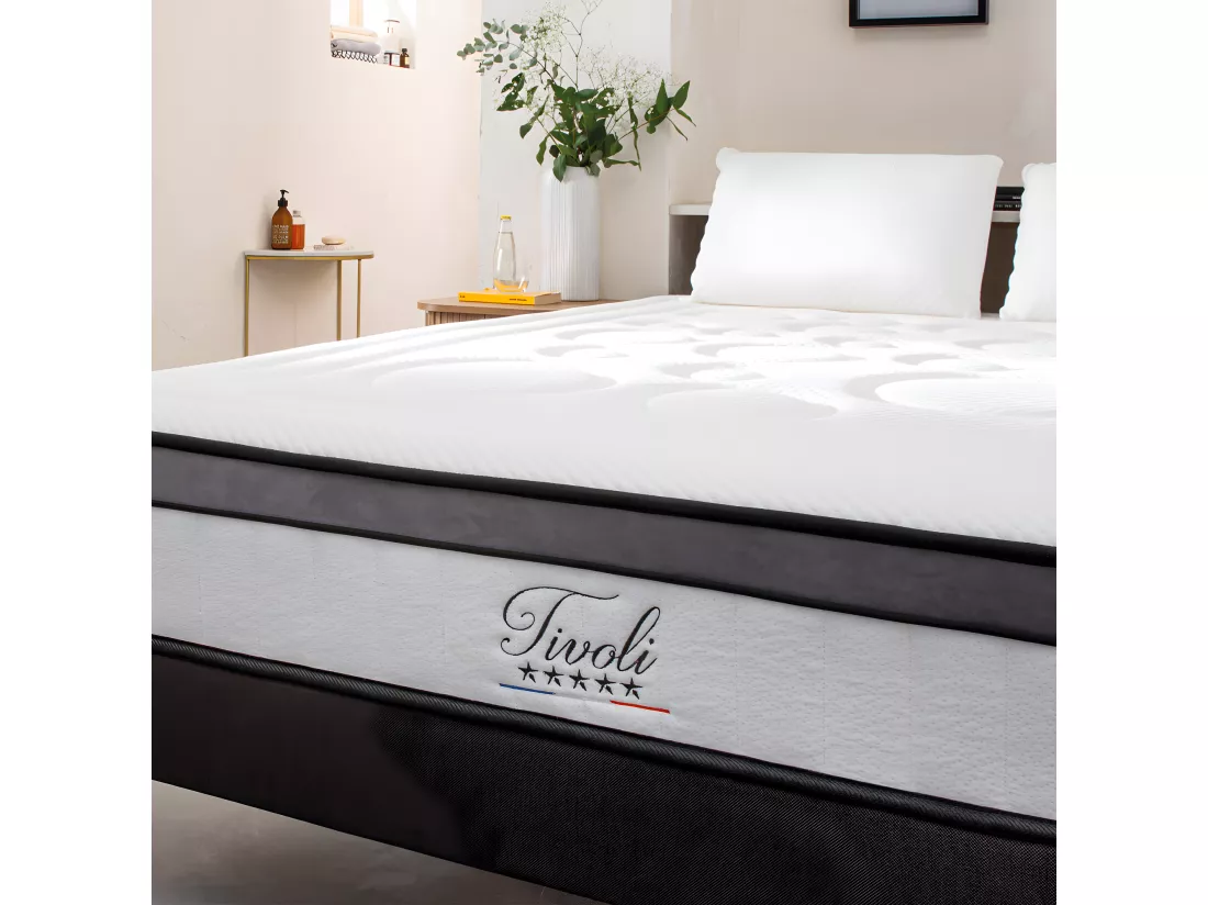BELLECOUR LITERIE | Ensemble TIVOLI 140x190 cm | Matelas Mémoire de forme + Protège matelas anti punaise