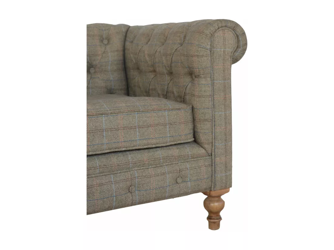 Chesterfield 2 places en tissu multi-tweed