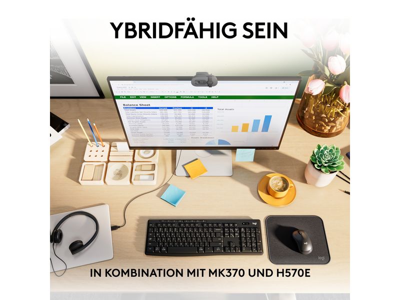 Logitech Webcam Brio 105 Full HD 1080p 30 fps Eine Full HD-Business-Webcam mit 1080p, automatischem Lichtausgleich und integrierter Abdeckblende