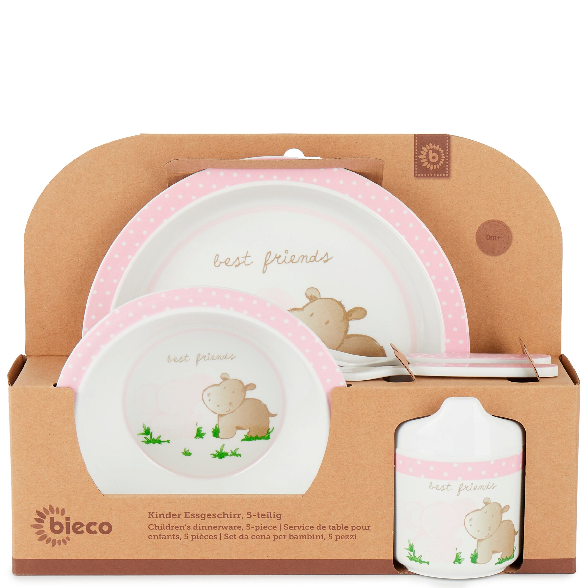 Bieco Geschirrset mit Tiermotiv 5 tlg. Rosa