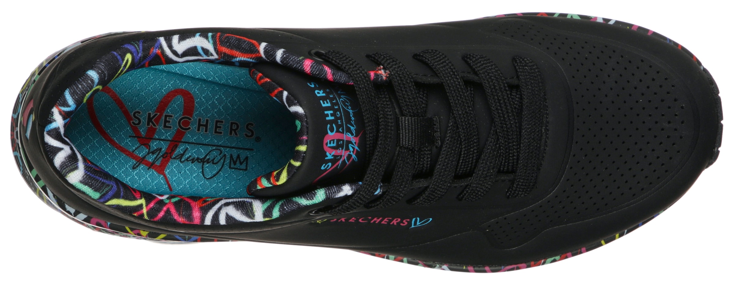 Skechers Wedgesneaker »UNO-LOVING LOVE«  Freizeitschuh, Halbschuh, Schnürschuh mit coolem Graffiti-Print