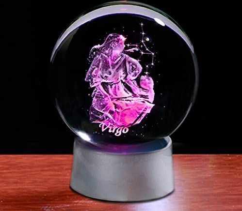 Maagd Sterrenbeelden Sterrenbeelden Kristallen Bol Home Decor Accessoires Horoscoop Decoratieve Bal Sterrenbeelden Bol 3D Glazen Bol, Met kristallen voet, 8cm bal
