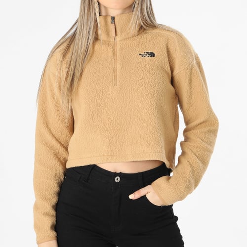 Veste Polaire Crop Femme Fleece Beige