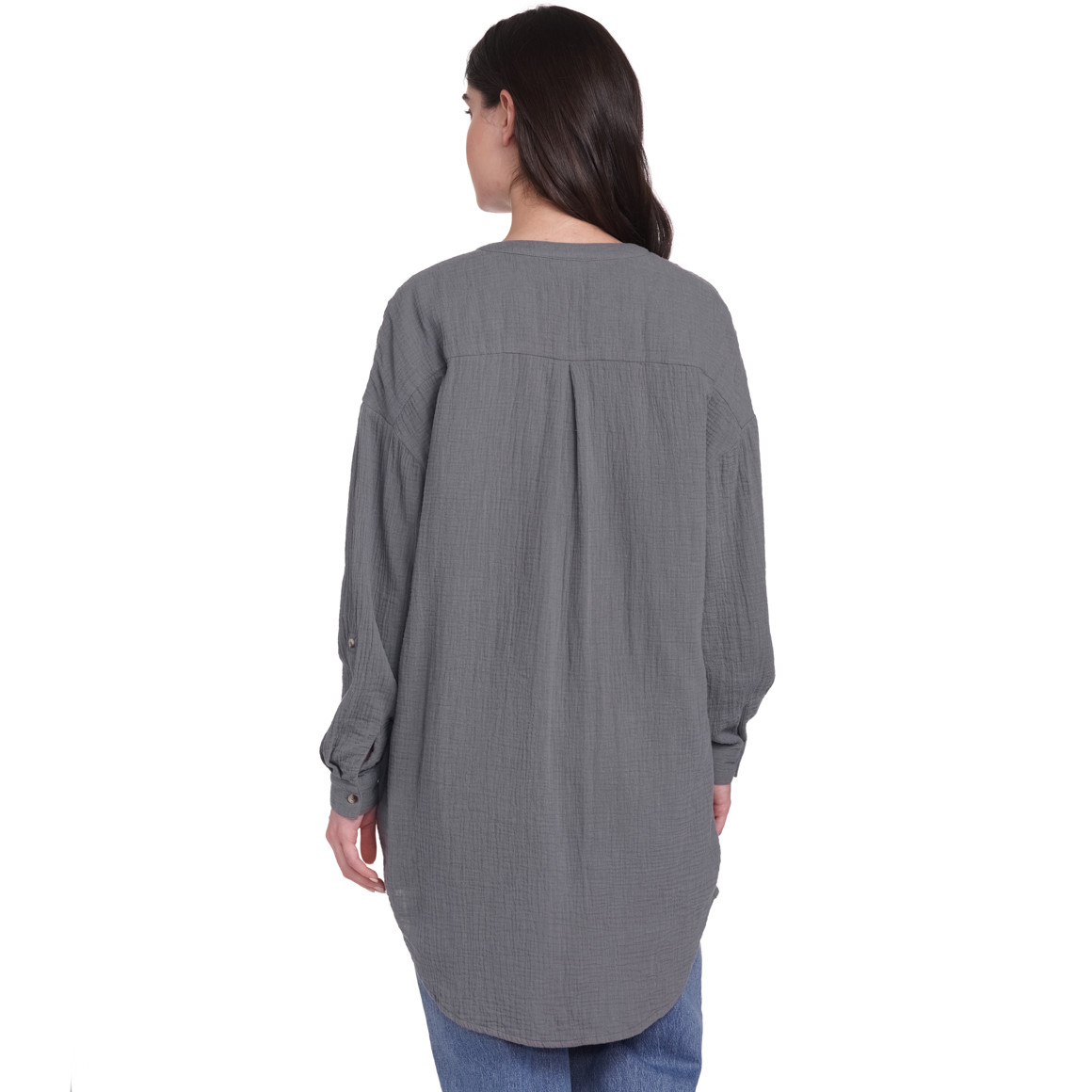 Gina Damen Musselin-Bluse im Oversized-Look grau