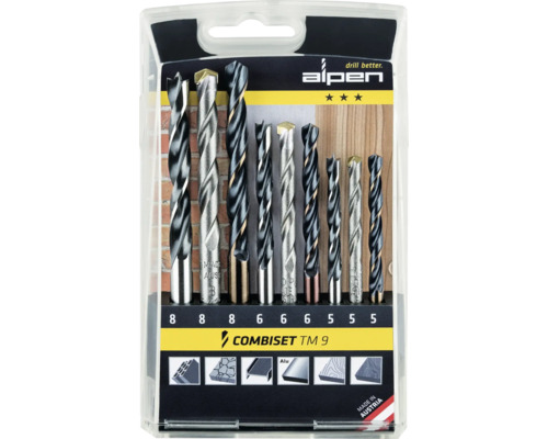 Combinatieboorset Alpen 9-delig