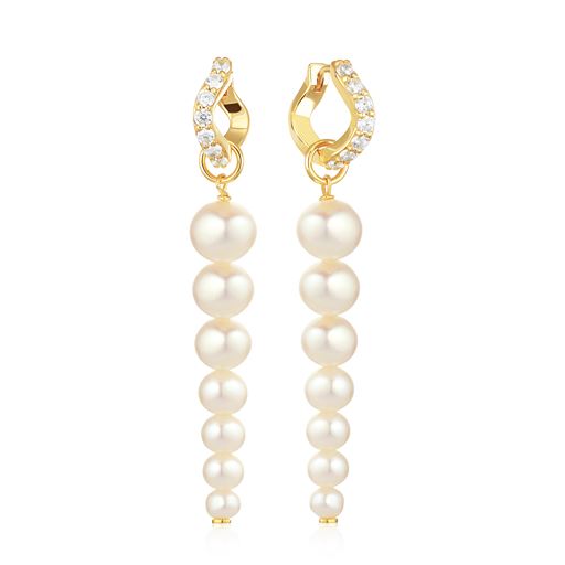Sif Jakobs Jewellery Ponza Sette Øreringe, 18C Gold Plated/Pearl/White