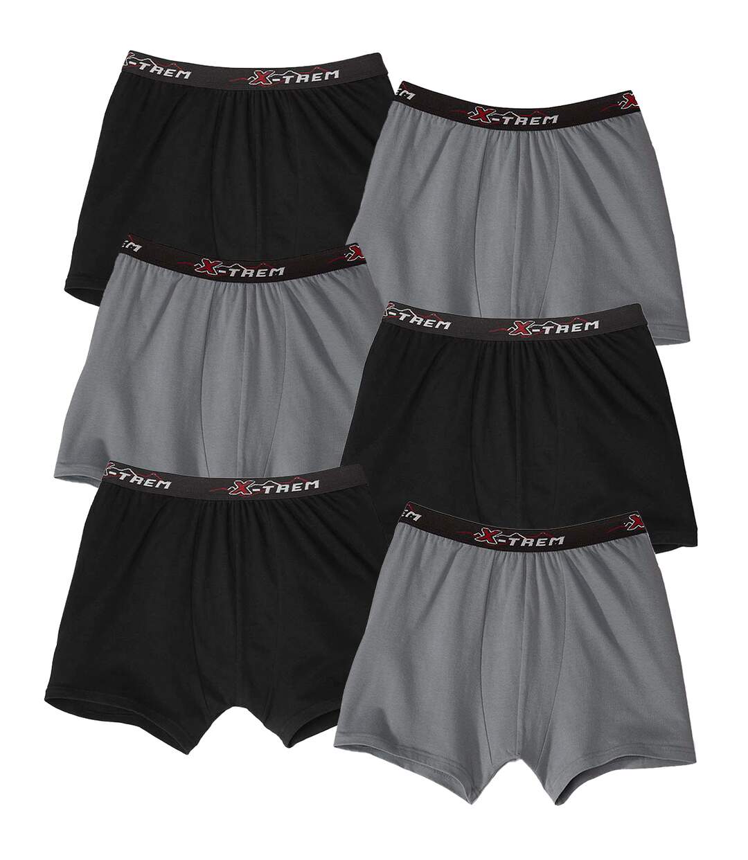 Lot de 6 Boxers Stretch Noirs et Gris