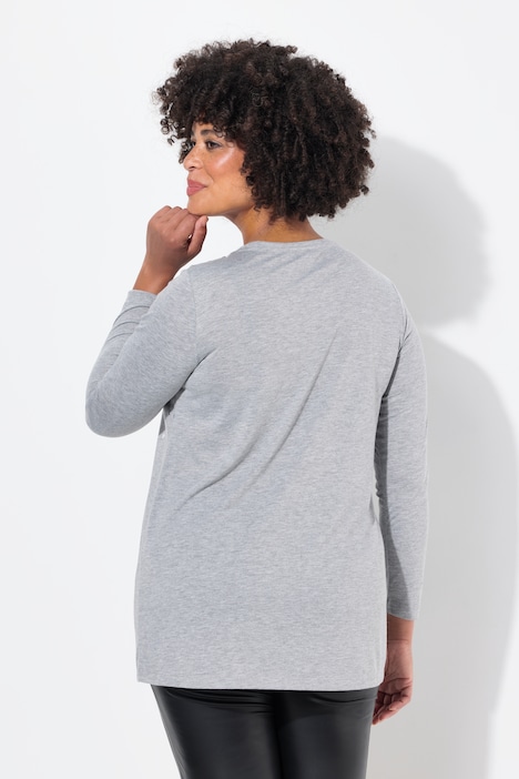 T-Shirt, A-Linie, silberner Sternendruck, Langarm