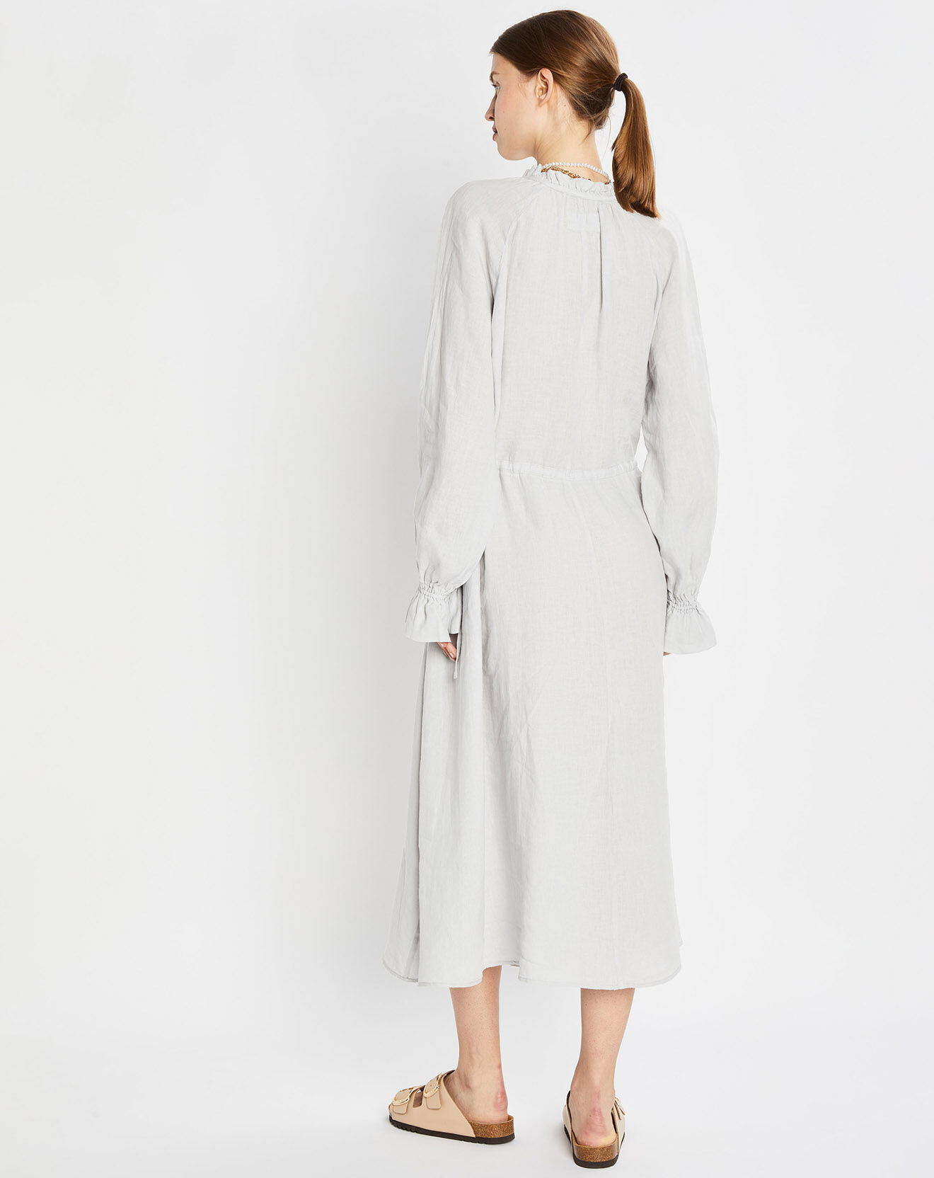 Marc O'Polo Robe midi 100% Lin bohème gris clair