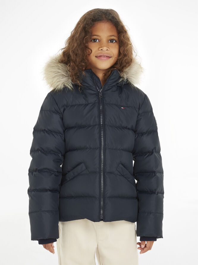 Tommy Hilfiger ESSENTIAL DOWN FUR HOOD JACKET Desert sky