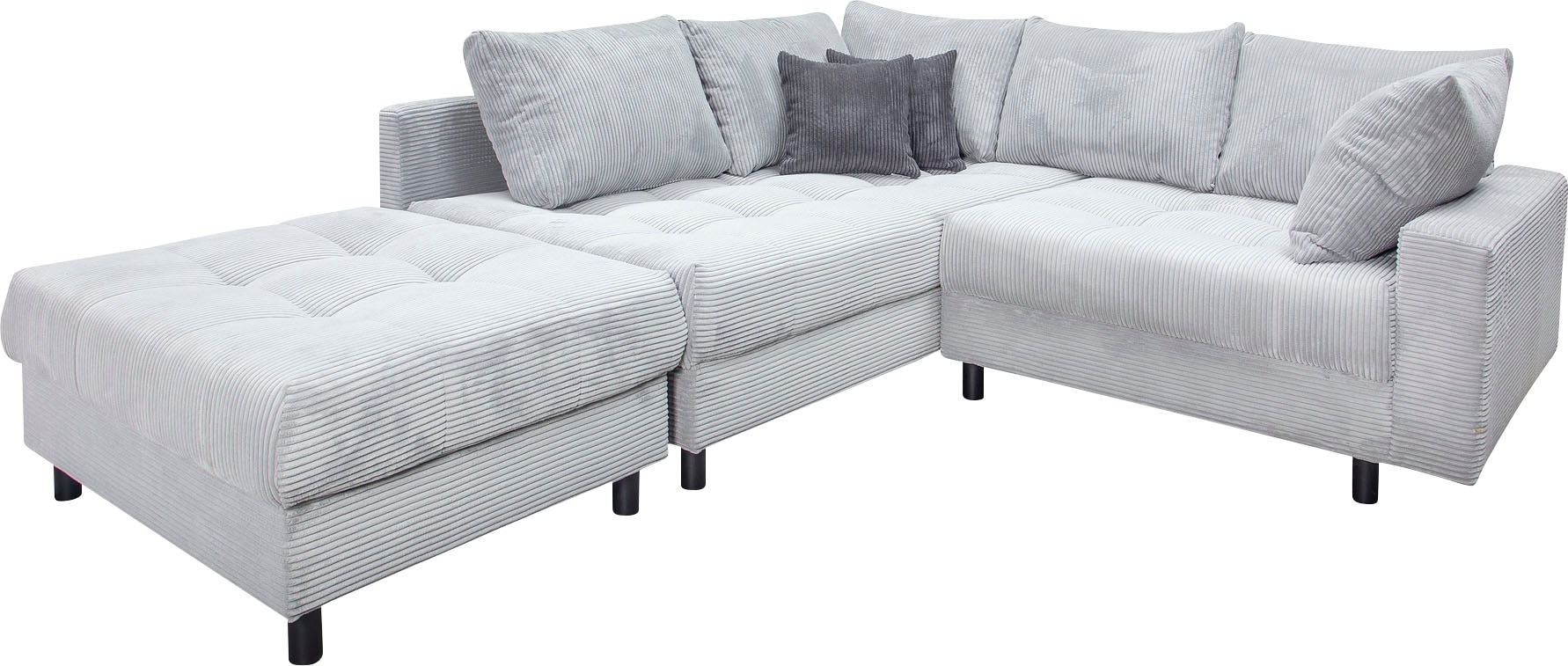 COLLECTION AB Ecksofa »Toni L-Form, B: 215 cm« mit Hocker & 2 Zierkissen, Federkern