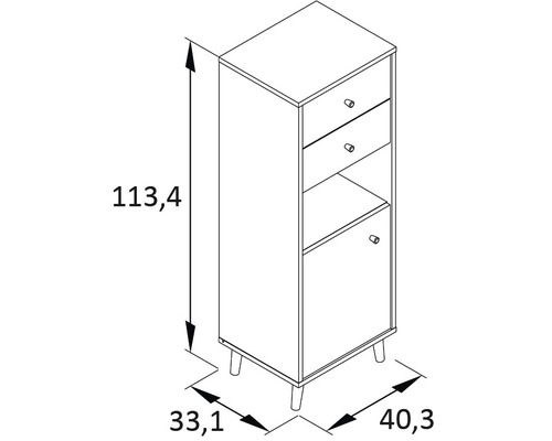 Highboard van Möbelpartner Bjarne, afmetingen (B x H x D): 40,3 x 113,4 x 33,1 cm, fjord