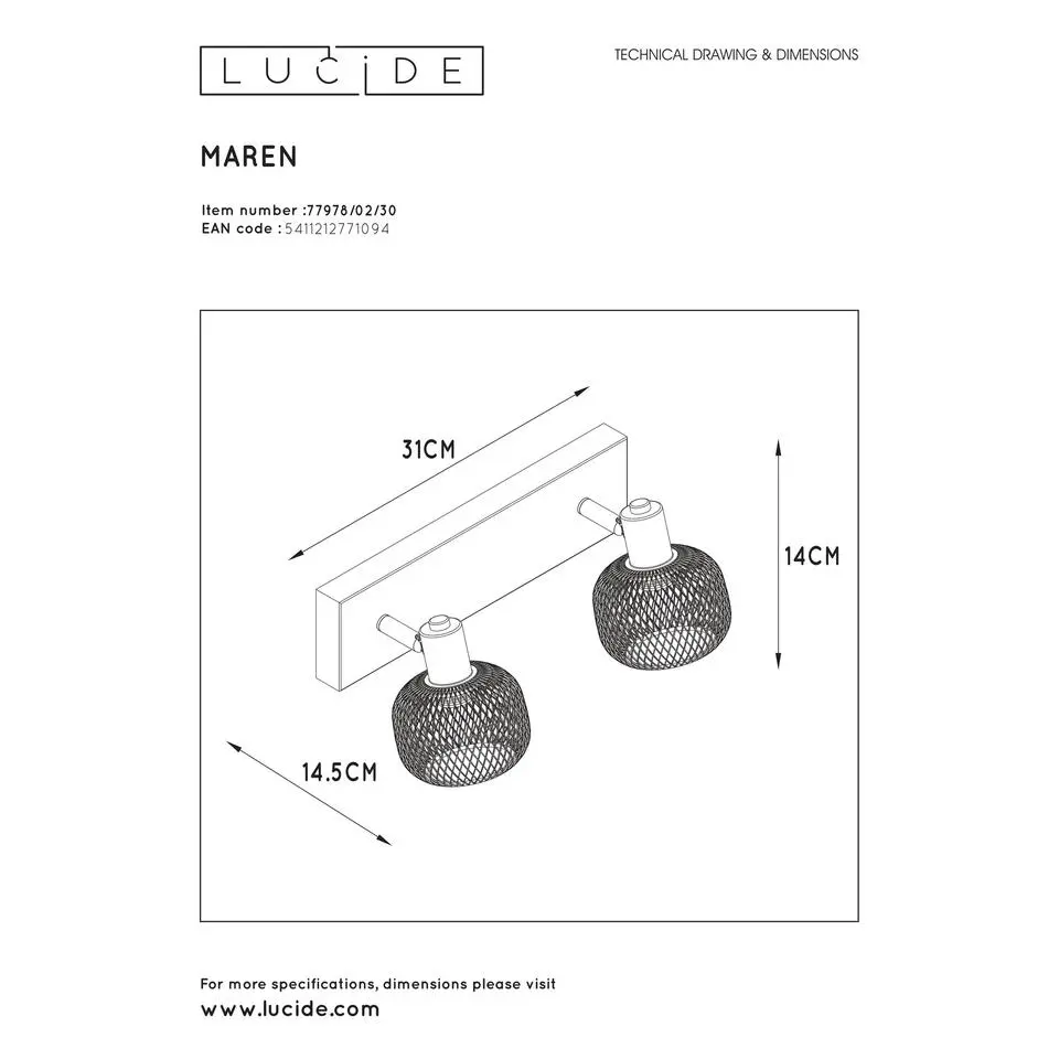 Lucide MAREN Plafondspot - Zwart