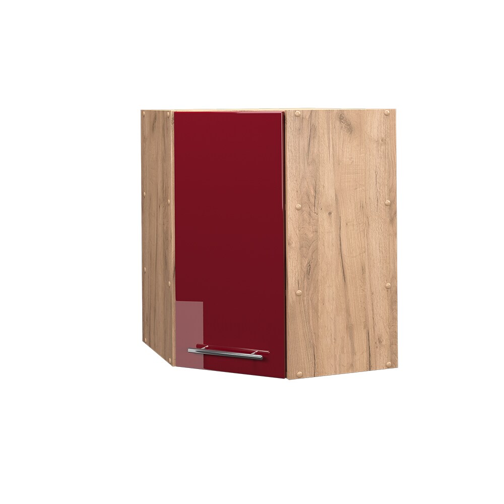 Vicco Eckhängeschrank Küchenschrank Küchenmöbel Fame-Line Eiche Rot Bordeaux modern 57 cm Küche Einbauküche Eckküche Hängeschrank Drehtür Einlegeboden Küchenzeile Hochglanz