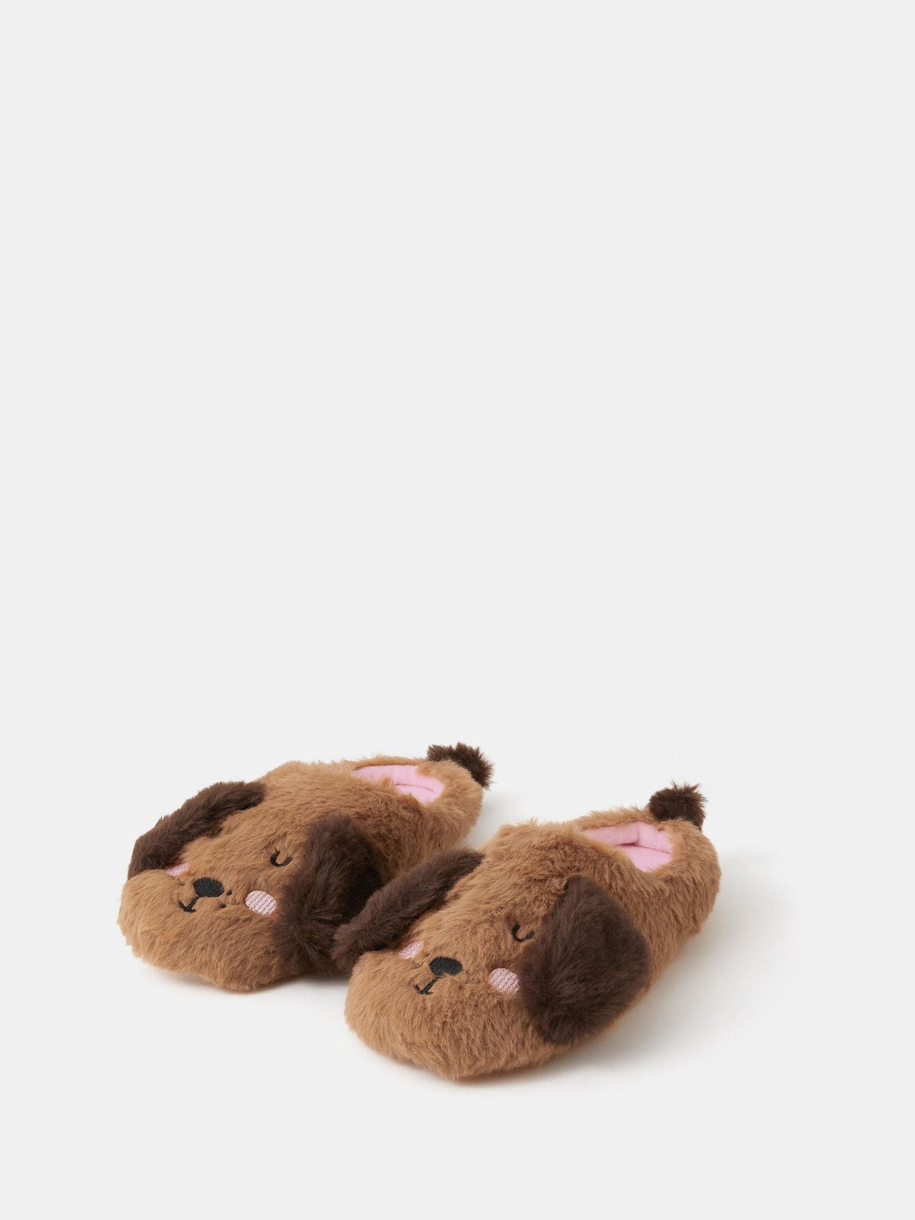 Accessorize Girls Fluffy Dog Slippers