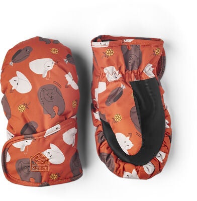 Hestra Kid's Hygge Votter, Brick Red Print