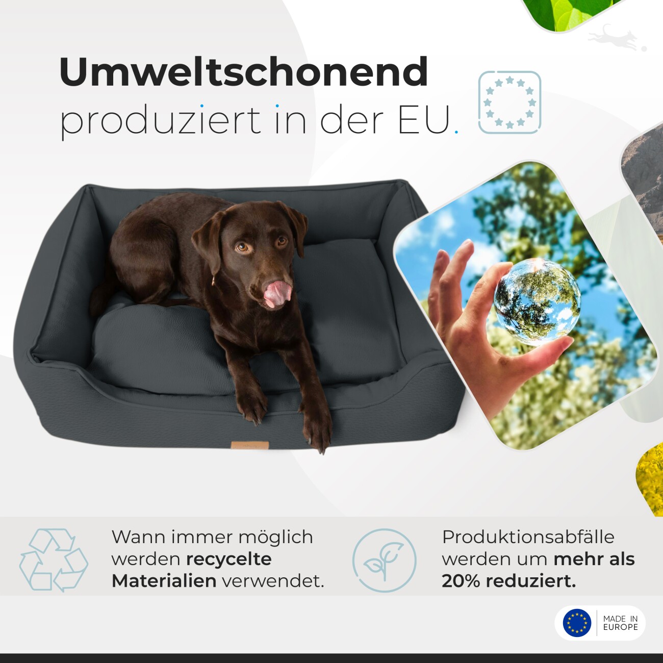 Freudentier orthopädisches Hundebett anthrazit L